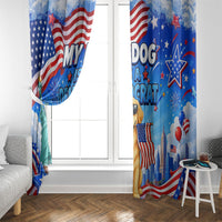 My Dog Is A Democrat Window Curtain Golden Retriever Patriotic American Flag Graphic