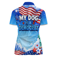 My Dog Is A Democrat Women Polo Shirt Golden Retriever Patriotic American Flag Graphic