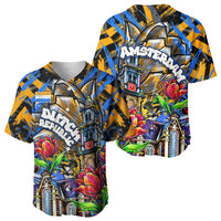 Amsterdam Dutch Republic Netherlands Baseball Jersey Urban Graffiti Patriotic Landmark Tulips