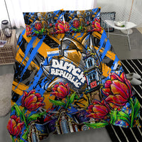 Amsterdam Dutch Republic Netherlands Bedding Set Urban Graffiti Patriotic Landmark Tulips