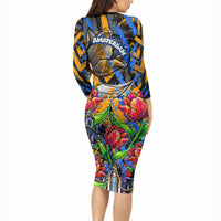 Amsterdam Dutch Republic Netherlands Long Sleeve Bodycon Dress Urban Graffiti Patriotic Landmark Tulips