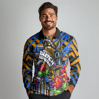 Amsterdam Dutch Republic Netherlands Long Sleeve Polo Shirt Urban Graffiti Patriotic Landmark Tulips
