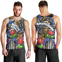 Amsterdam Dutch Republic Netherlands Men Tank Top Urban Graffiti Patriotic Landmark Tulips