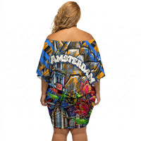 Amsterdam Dutch Republic Netherlands Off Shoulder Short Dress Urban Graffiti Patriotic Landmark Tulips