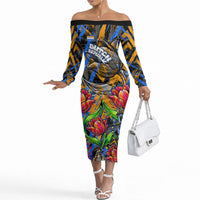 Amsterdam Dutch Republic Netherlands Off The Shoulder Long Sleeve Dress Urban Graffiti Patriotic Landmark Tulips