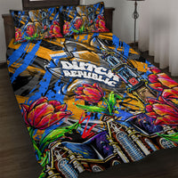Amsterdam Dutch Republic Netherlands Quilt Bed Set Urban Graffiti Patriotic Landmark Tulips