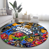 Amsterdam Dutch Republic Netherlands Round Carpet Urban Graffiti Patriotic Landmark Tulips