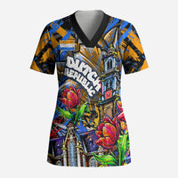 Amsterdam Dutch Republic Netherlands Scrub Top Urban Graffiti Patriotic Landmark Tulips