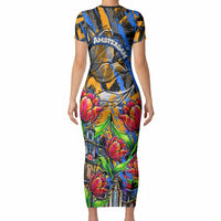 Amsterdam Dutch Republic Netherlands Short Sleeve Bodycon Dress Urban Graffiti Patriotic Landmark Tulips