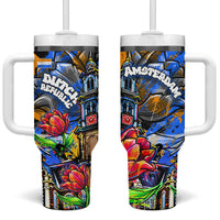 Amsterdam Dutch Republic Netherlands Tumbler With Handle Urban Graffiti Patriotic Landmark Tulips