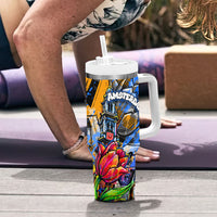 Amsterdam Dutch Republic Netherlands Tumbler With Handle Urban Graffiti Patriotic Landmark Tulips