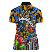 Amsterdam Dutch Republic Netherlands Women Polo Shirt Urban Graffiti Patriotic Landmark Tulips