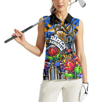 Amsterdam Dutch Republic Netherlands Women Sleeveless Polo Shirt Urban Graffiti Patriotic Landmark Tulips