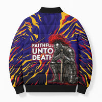 DeMolay 1919 Bomber Puffer Jacket Knight Faith Unto Death Graphic Art