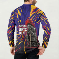 DeMolay 1919 Button Sweatshirt Knight Faith Unto Death Graphic Art