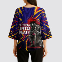 DeMolay 1919 Kimono Sleeve Blouse Knight Faith Unto Death Graphic Art
