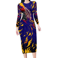 DeMolay 1919 Long Sleeve Bodycon Dress Knight Faith Unto Death Graphic Art