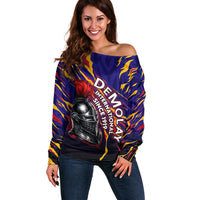 DeMolay 1919 Off Shoulder Sweater Knight Faith Unto Death Graphic Art