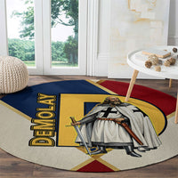 Jacques De Molay Round Carpet Crusader Knight Retro Virtues Seven Precepts