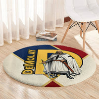 Jacques De Molay Round Carpet Crusader Knight Retro Virtues Seven Precepts