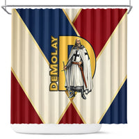 Jacques De Molay Shower Curtain Crusader Knight Retro Virtues Seven Precepts