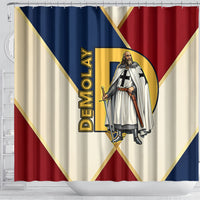 Jacques De Molay Shower Curtain Crusader Knight Retro Virtues Seven Precepts