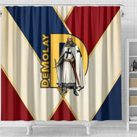 Jacques De Molay Shower Curtain Crusader Knight Retro Virtues Seven Precepts