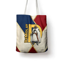Jacques De Molay Tote Bag Crusader Knight Retro Virtues Seven Precepts