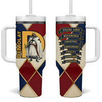 Jacques De Molay Tumbler With Handle Crusader Knight Retro Virtues Seven Precepts