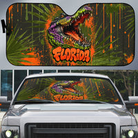 Florida Alligator Airboat Auto Sun Shade Everglade Swamp Life Graffiti Splatter Artwork