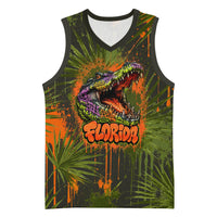 Florida Alligator Airboat Basketball Jersey Everglade Swamp Life Graffiti Splatter Artwork