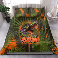 Florida Alligator Airboat Bedding Set Everglade Swamp Life Graffiti Splatter Artwork