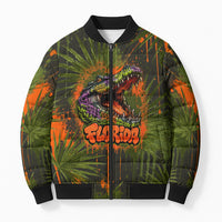 Florida Alligator Airboat Bomber Puffer Jacket Everglade Swamp Life Graffiti Splatter Artwork