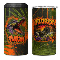 Florida Alligator Airboat 4 in 1 Can Cooler Tumbler Everglade Swamp Life Graffiti Splatter Artwork