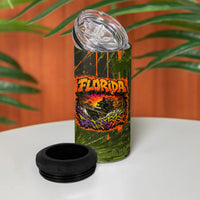 Florida Alligator Airboat 4 in 1 Can Cooler Tumbler Everglade Swamp Life Graffiti Splatter Artwork