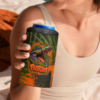 Florida Alligator Airboat 4 in 1 Can Cooler Tumbler Everglade Swamp Life Graffiti Splatter Artwork
