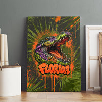 Florida Alligator Airboat Canvas Wall Art Everglade Swamp Life Graffiti Splatter Artwork