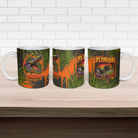 Florida Alligator Airboat Ceramic Mug Everglade Swamp Life Graffiti Splatter Artwork