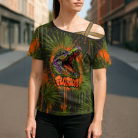 Florida Alligator Airboat Cross Shoulder Shirt Everglade Swamp Life Graffiti Splatter Artwork