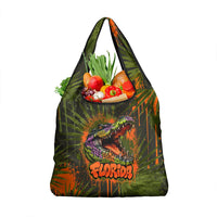 Florida Alligator Airboat Grocery Bag Everglade Swamp Life Graffiti Splatter Artwork