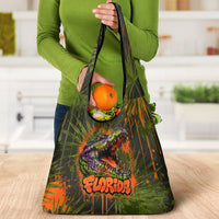 Florida Alligator Airboat Grocery Bag Everglade Swamp Life Graffiti Splatter Artwork