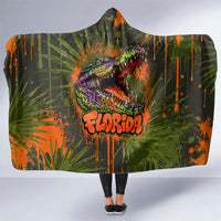 Florida Alligator Airboat Hooded Blanket Everglade Swamp Life Graffiti Splatter Artwork