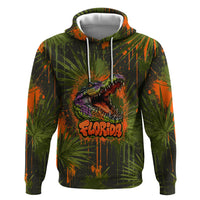 Florida Alligator Airboat Hoodie Everglade Swamp Life Graffiti Splatter Artwork