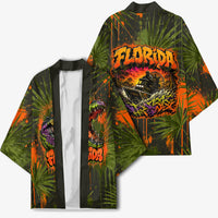 Florida Alligator Airboat Kimono Everglade Swamp Life Graffiti Splatter Artwork