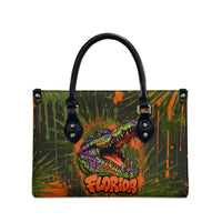 Florida Alligator Airboat Leather Bag Everglade Swamp Life Graffiti Splatter Artwork