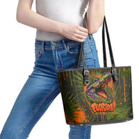 Florida Alligator Airboat Leather Tote Bag Everglade Swamp Life Graffiti Splatter Artwork