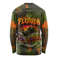 Florida Alligator Airboat Long Sleeve Shirt Everglade Swamp Life Graffiti Splatter Artwork