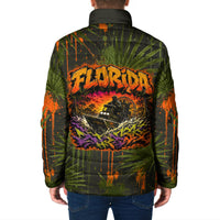 Florida Alligator Airboat Padded Jacket Everglade Swamp Life Graffiti Splatter Artwork