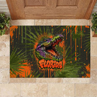 Florida Alligator Airboat Rubber Doormat Everglade Swamp Life Graffiti Splatter Artwork