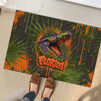 Florida Alligator Airboat Rubber Doormat Everglade Swamp Life Graffiti Splatter Artwork
